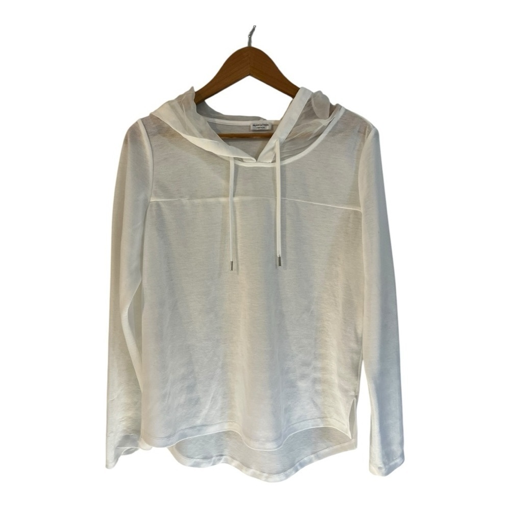 Margittes White T Shirt With Hood Women's Size 42 Viscose Silk Blend US 12